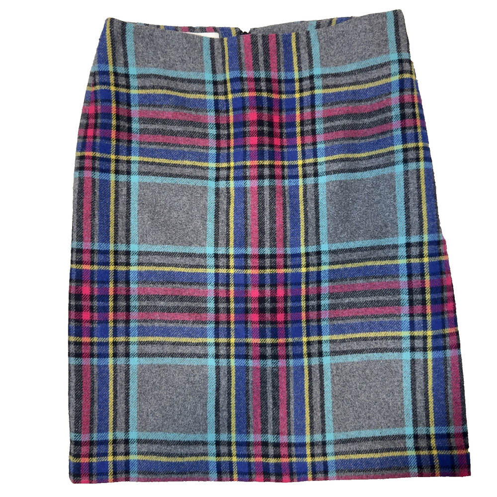 TALBOTS Brown,Pink Glen Plaid Wool-Blend Pencil Skirt Sz 8P Lined